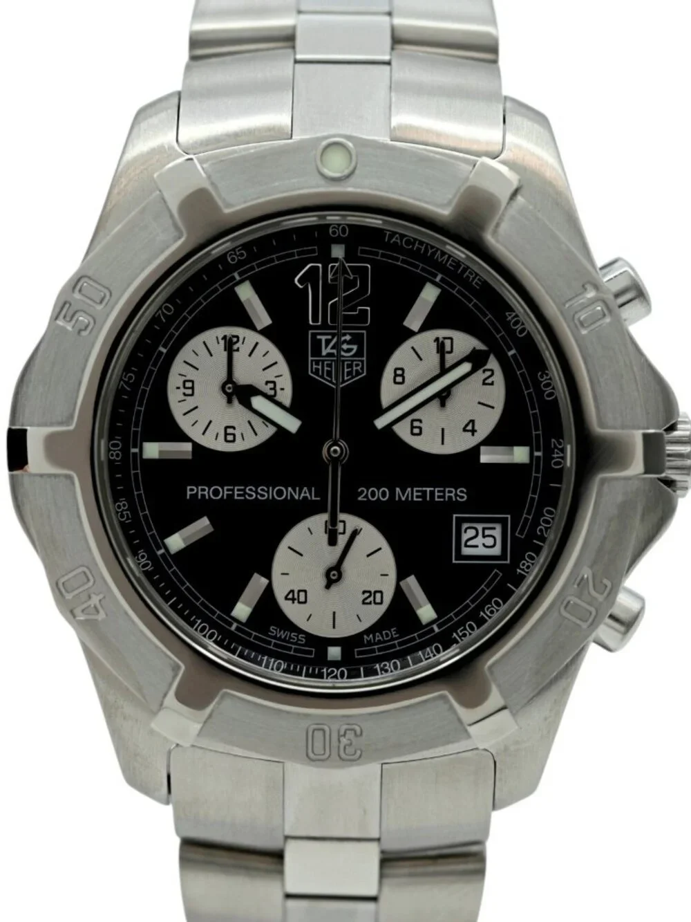 Tag Heuer 39mm Men's Exclusive 2000 Series Chrono Black Dial Watch! Ref: CN111E!